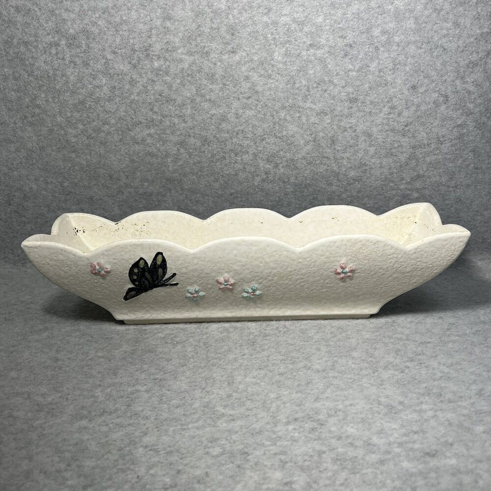 Vtg White‎ Hull Pottery Butterfly Planter Window Box MCM Centerpiece 1956 READ - Picture 6 of 16